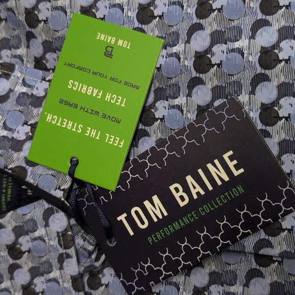 Tom Baine Comfort 4-Way Stretch Winkle Free Performance Dress Shirt NWT Size M - Picture 8 of 8